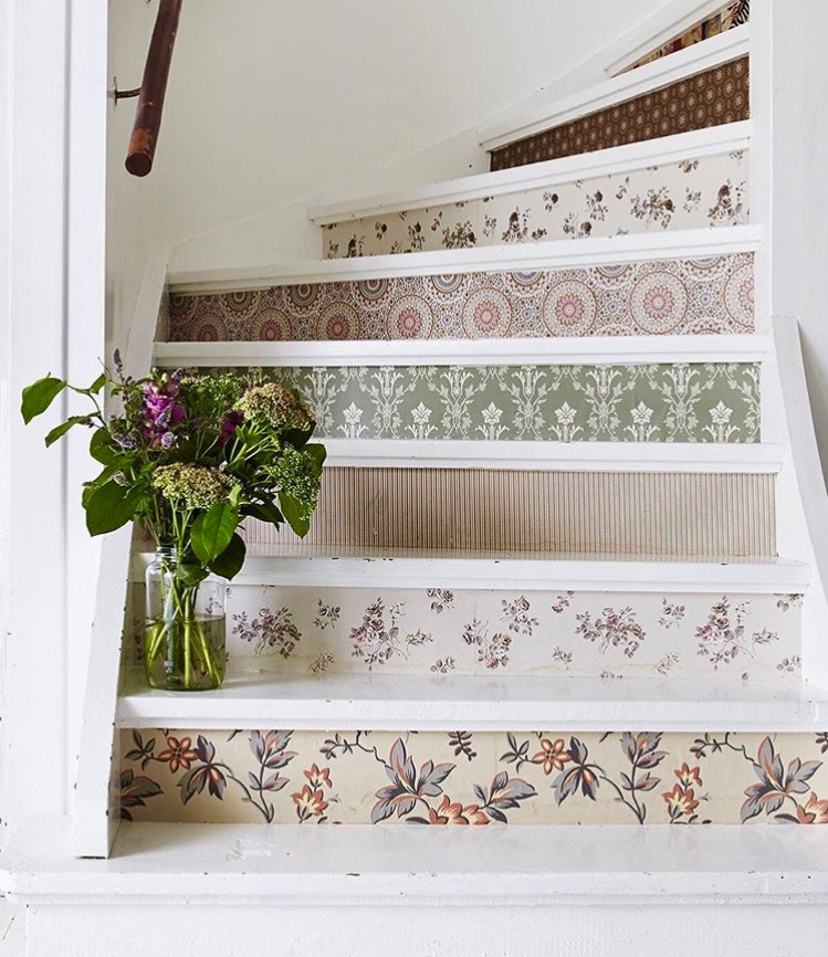 shabby chic colorful staircase