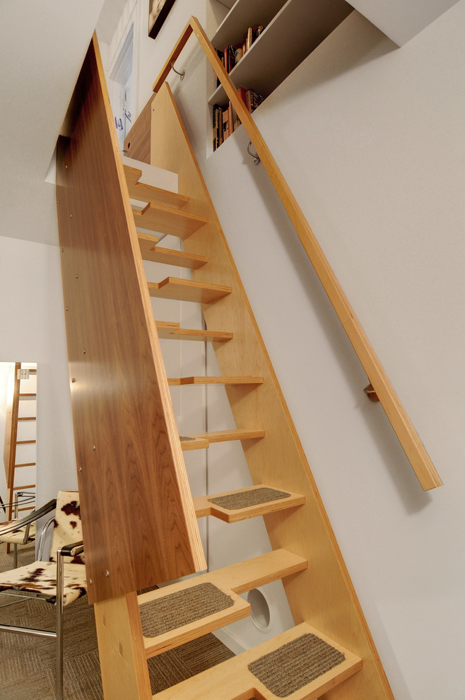small space wood stairs