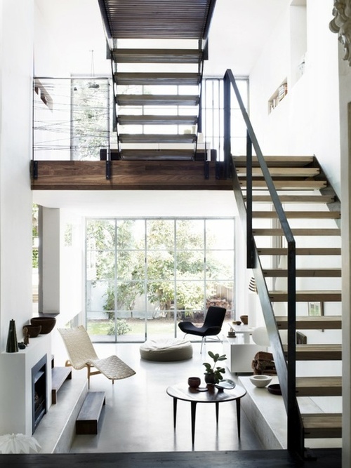 wood metal stairs modern house