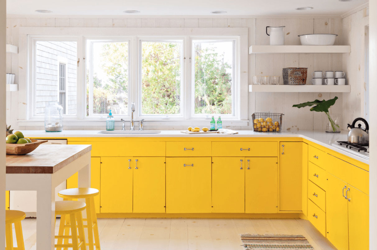 رنگ جیغ برای کابینت ها انتخابی جسورانه در طراحی آشپزخانه
