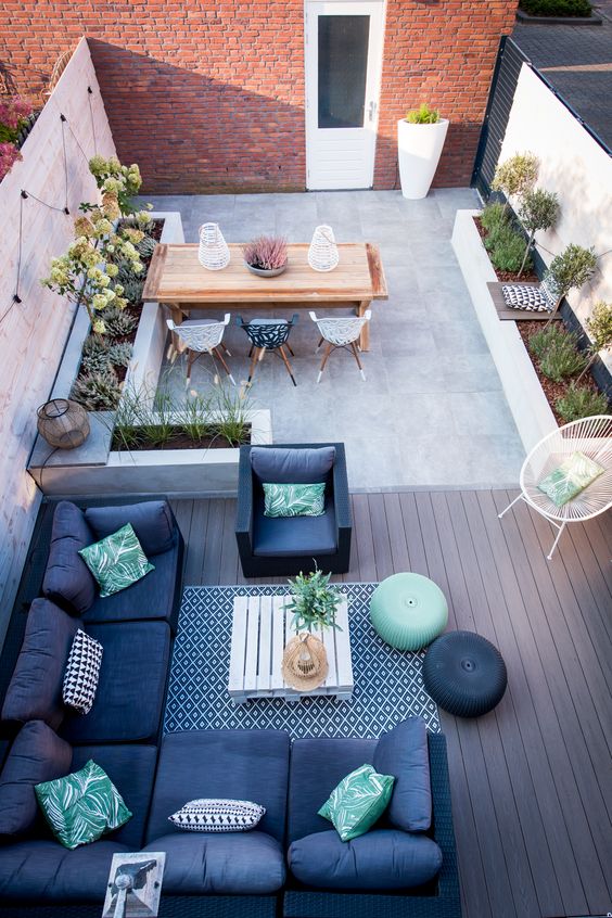 modern beautiful colour scheme rooftop garden luxazin